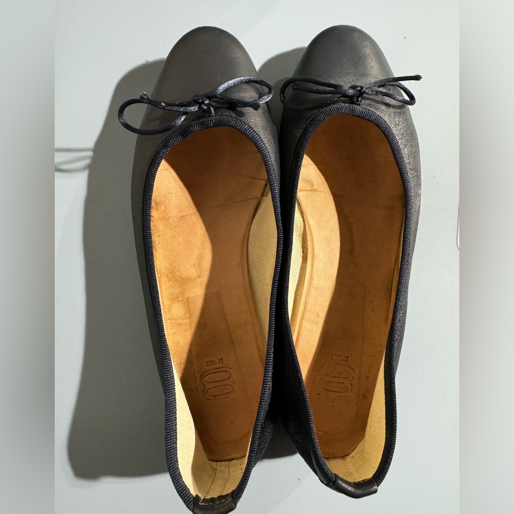 Navy Leather ballet flats